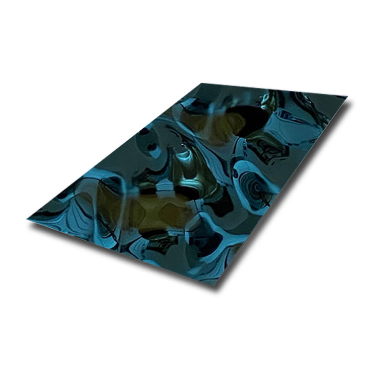 Blue Ripple Pvd Metal Decorative Sheet Water Wave Stainless Steel Panel