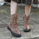 S215 Factory thick velvet autumn and winter new style cowhide boots polish color