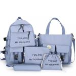 Travel Laptop Backpack School Bag Sets Girl Solid Color With Pencil-Case