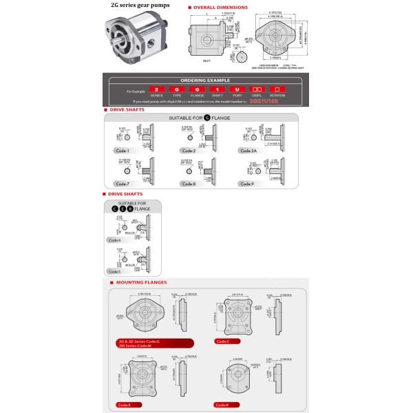 High pressure SAE A 9 tooth spline shaft hydraulic gear pump honor 2G series gear pump group2