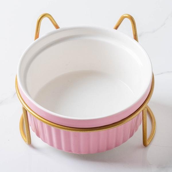 Ceramic Double Bowl Water Bowl High Foot Cat Food Bowl Drinking Bowl Pet Bowl