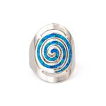 925 With Sterling Silver Greek Key Blue Meander Opal Spiral Engagement Earrings