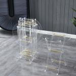 Round Folding Acrylic End Table Coffee Table Set for Living Room Hotel Coffee