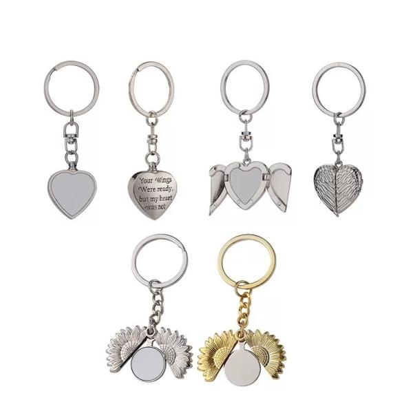 Sunflower Shape Sublimation Key Chain Blanks Angel Wings Keyring For Heat