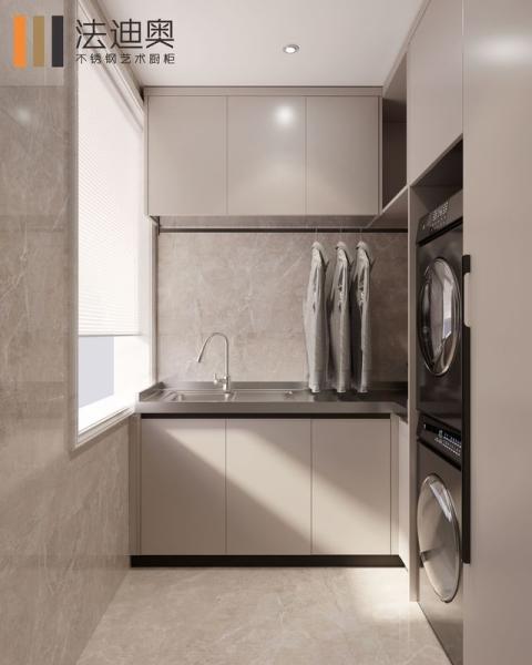 Minimalist Beige Design Stainless Steel Laundry Cabinet With Durable Functionali