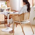 NO Folded Stylish Solid Wood Rattan Dining Chair for Living Room and Dining Room