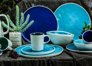 Wholesale Irregular Shape 16pc Bright Color Stone Dishware Sets For 4 from china suppliers