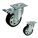 Black Floor Protecting PVC 6 Inch Swivel Caster Wheels