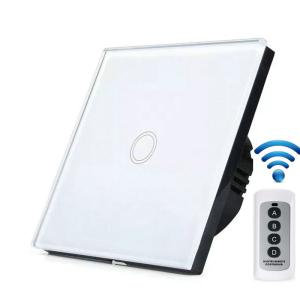 Wholesale EU Standard Crystal Glass Panel Touch Screen light Switch 1 gang/2 gang/3gang Remote Control Wireless Switch with LED from china suppliers