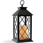 Vintage Indoor Black Lantern Flameless LED Candles With Plastic Wavy And Drip