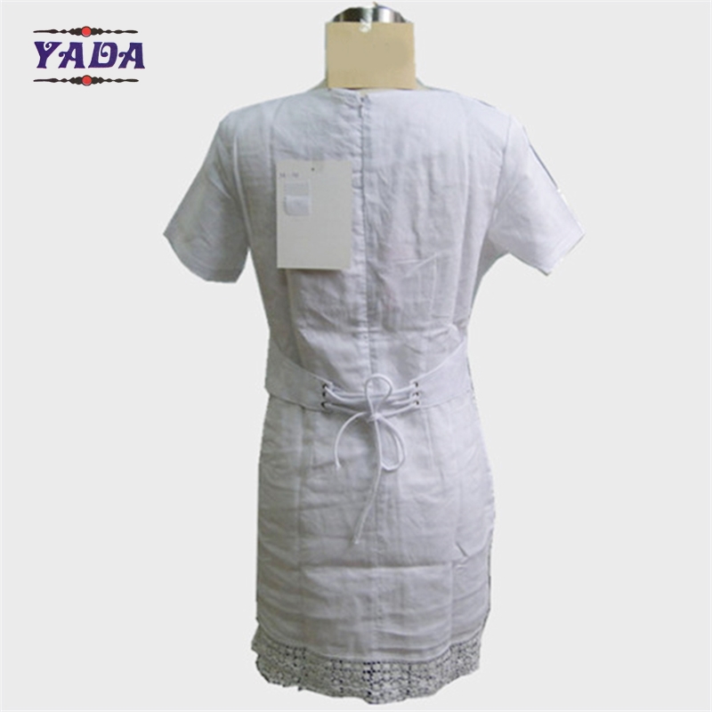 Hollow out collar white short sleeve print fashion girls one piece dress dresses women sexy made in China