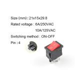 5 PCS / LOT KCD1 4 Pin 21*15mm On Off Boat Car Rocker Switch 6A 250V AC 10A/125V