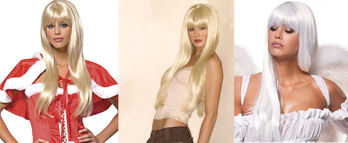 Sexy Hightlights Soft Blond Or White Straight Long Synthetic Wigs For New Stylish Party