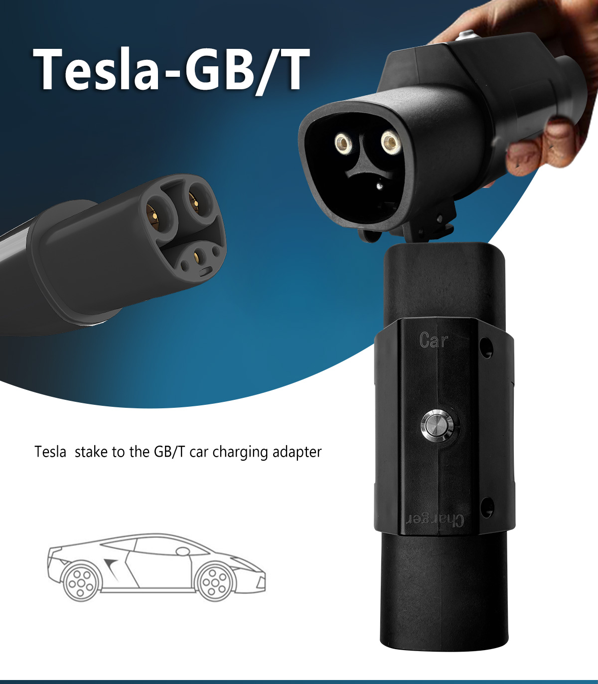 7kW Tesla EV Charging Adapter NACS to GBT Car Connector Socket Switch for 220V Input Voltage Condition