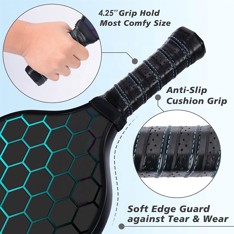 Fiberglass Core Pickleball Training Paddle Black Pickleball Paddle 16mm