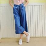 Mid Waist Bell Bottomed Denim Pants for Woman