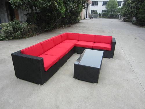 Quality Plastic Rattan Sectional Sofa Set Corner Sofa With Coffee Table for sale