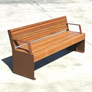 Wholesale Contemporary Urban Street Rust Finish Corten Steel Bench With Wood Seat from china suppliers