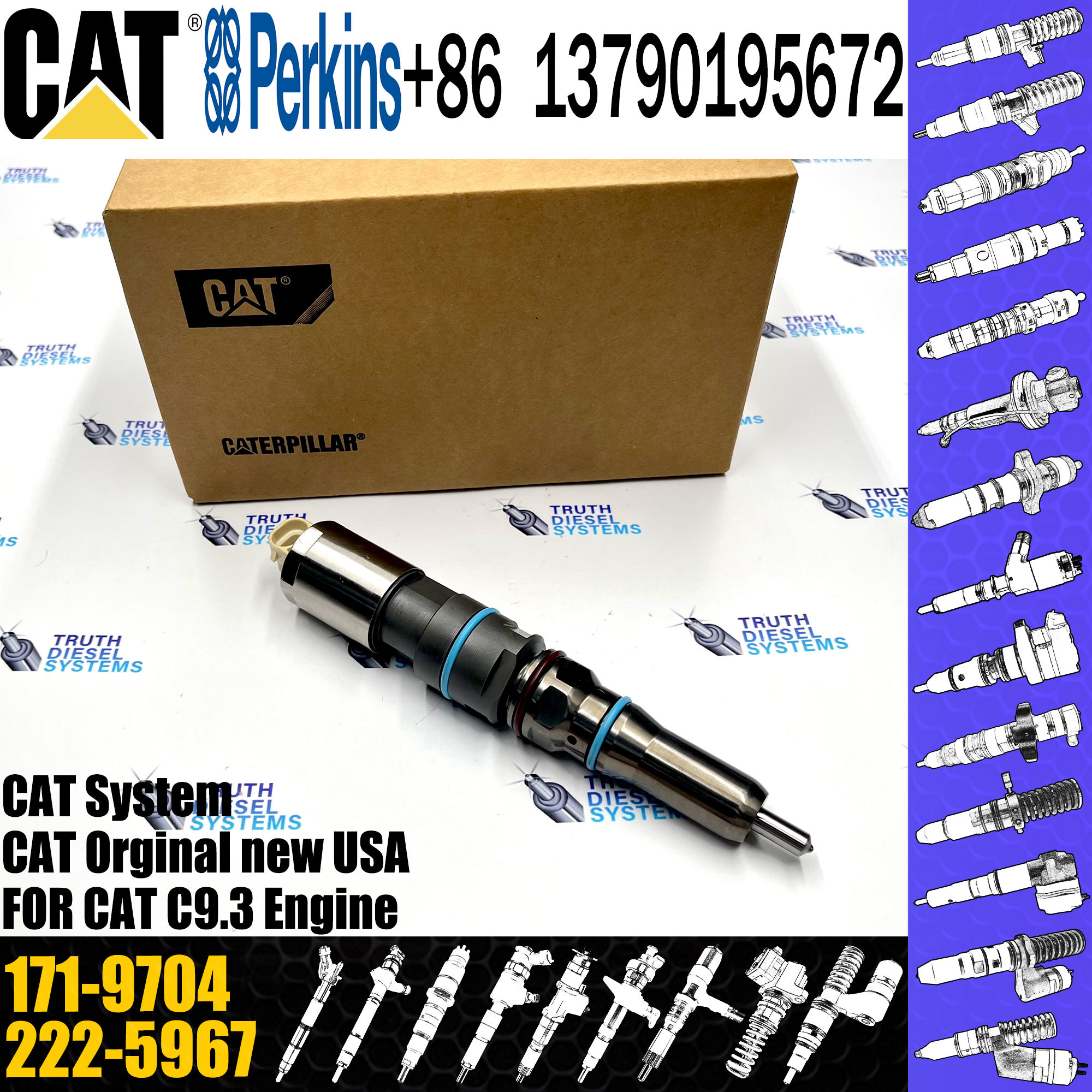 Diesel Common Fuel Rail Engine Injector 169-7408 171-9704 222-5967 196-1401 232-1175 222-5966