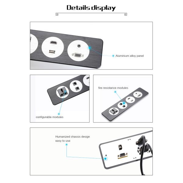 Wall Mounted Office Desk Plug Sockets with Standard Grounding and USB Charger