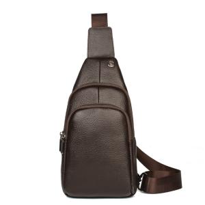 Wholesale Acceptable OEM ODM Men's Chest Bag Genuine Leather with USB Charging and No Decoration from china suppliers