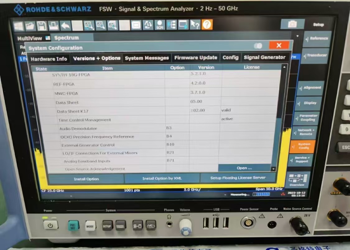 Rohde and Schwarz FSW50 Signal and Spectrum Analyzer 2 Hz to 50 GHz Calibrated