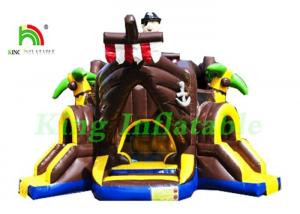 Wholesale Outdoor Commercial Bounce Houses Inflatable Pirate Boat With Slides / Air Guns from china suppliers