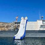 Large Floating Boat Yacht Water Lake Inflatable Dock Slide Sea Yacht Slide For
