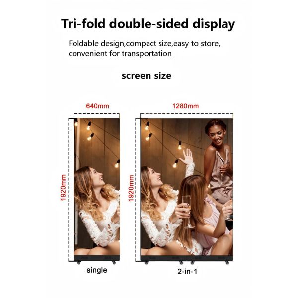 Full Color Indoor led display Tri Fold Foldable LED Poster Screen Display