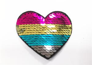 Wholesale Multicolor Heart Logo Sequin Embroidery Patches Sequin Sew On Patches from china suppliers