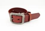 Flower Pattern Square Buckle Embossed Leather Belt Custom Design Red / Orange
