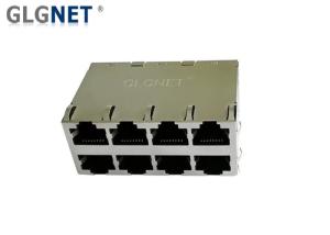 Wholesale LED Ethernet Stacked RJ45 Connectors Multiple Port 41.40x59.19x25.27mm Size from china suppliers