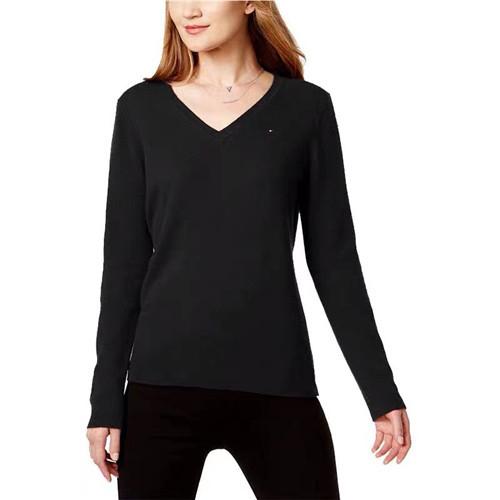 Tommy, Ladies V-Neck Sweaters casual Keep Warm High-Quality multiColors