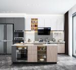 Classic Wood Kitchen Cabinet Customized Wood Grain Villa Kitchen Cabinet