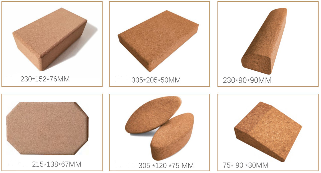 ISO9001 Rectangular Yoga Cork Block Bricks Eco Slip Resistance 3x6x9''
