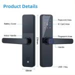 Glomarket Wifi Tuya Smart Door Lock Aluminum Fingerprint Password Card Key