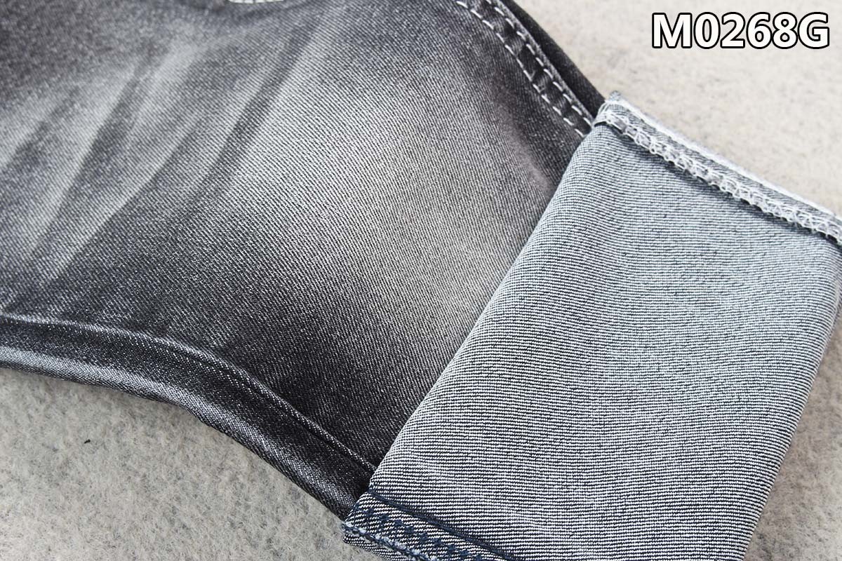 Twill Cotton Polyester Spandex Denim Fabric Sulfur Black With Sanforizing Finishing