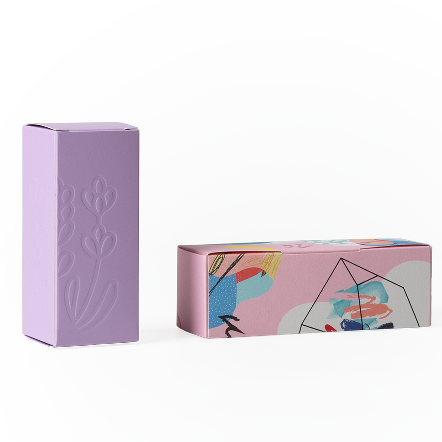 Customized Square Paperboard Anto Tuck End Bottom Box For Eyelas Packaging Purple Color