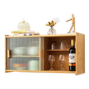 Wholesale Bamboo Wall Mounted Kitchen Pantry Organizers Sideboard With Transparent Doors from china suppliers