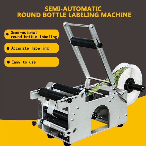 Beer Bottle Semi-Automatic Labeling Machine For Canned Plastic Bottle Labeler 100W