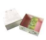 White square shape rigid gift packaging box with clear visible pvc window lid