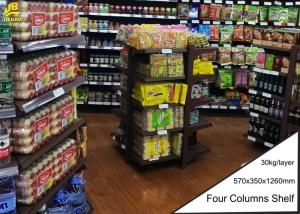 Promotion Display Shelf Supermarket Storage Racks For Center Area Five Layers 35KG / Layer 1.3M High