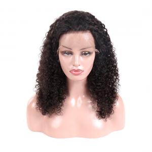 China 16 Inch Mongolian Virgin Hair Lace Wigs Kinky Curly With Transparent Lace on sale