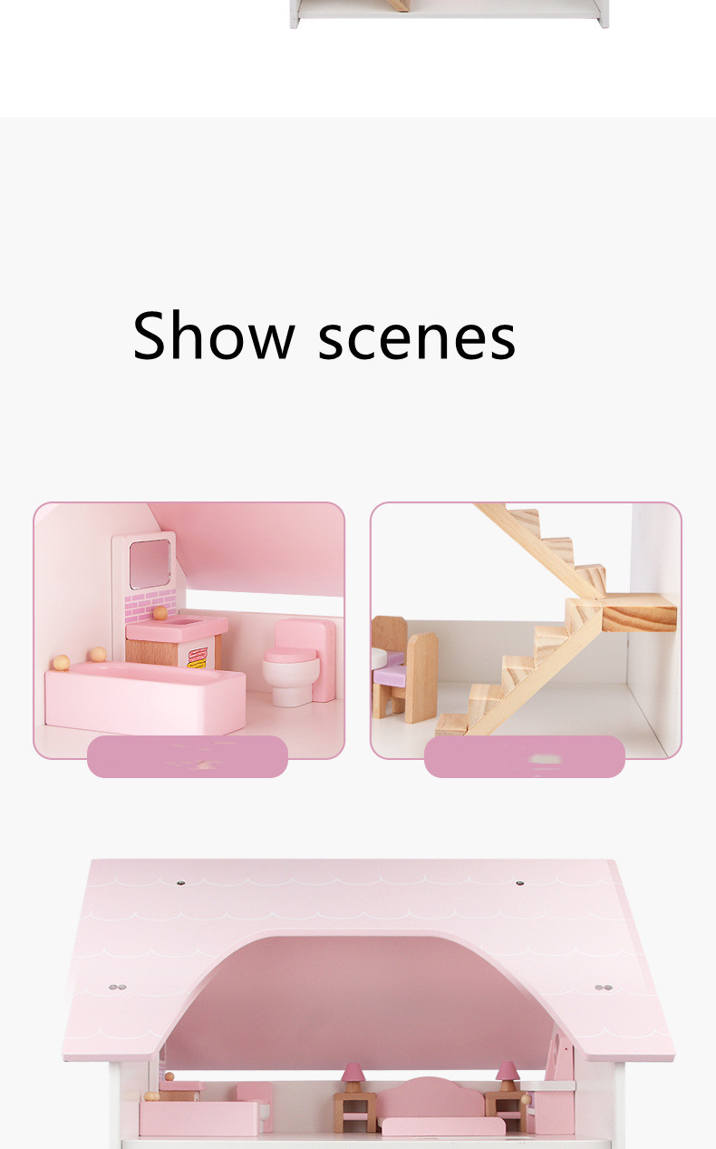 Water Based Coating Mini Wooden Simulation House For Children