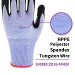 18 Gauge Anti Cut Nitrile Coating Gloves Reinforced Thumb Crotch Superior Grip