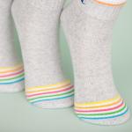 Breathable Summer Color Stripes Mens Gray Ankle Socks With Elastane Materials