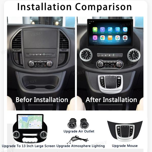 Viknav 13 Inch Android Car Radio For Benz Vito 2015-2021 (128GB Car Radio+Digital Instrument Cluster+Mouse）