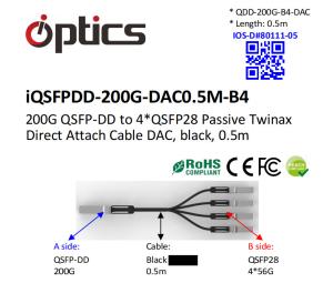 Wholesale 200G QSFPDD To 4x50G QSFP28 Breakout DAC(Direct Attach Cable) (Passive) 0.5M Dac Cord from china suppliers