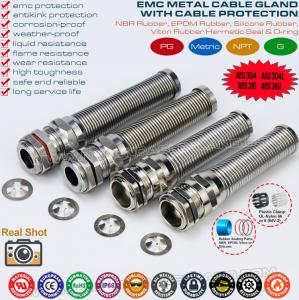 Wholesale Metal EMC (EMI, EMV) Cable Gland, IP68 Watertight Brass PG Cable Gland Connector with Spiral Guard from china suppliers