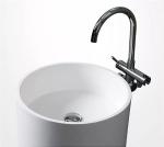 White Portable Round Stand Alone Sink , One Piece Pedestal Wash Basin Easy Clean